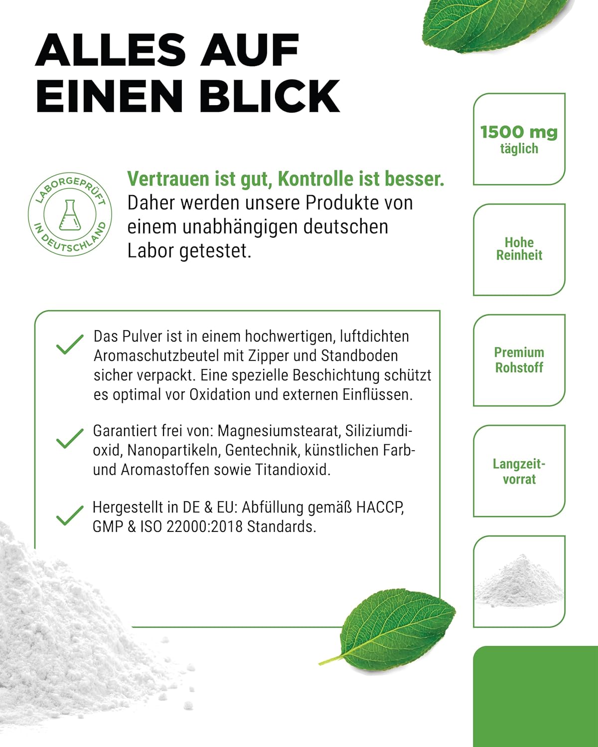 Vit4ever Glicina em pó – 1000 g – Reinheit & Eigenschaften