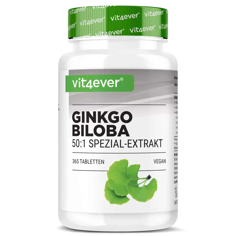 Vit4ever Ginkgo Biloba 50:1 Extract – 365 Tablets – Vorderseite