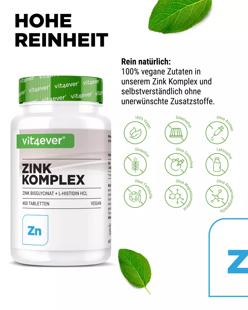 Vit4ever Complesso di zinco 25 mg – 400 compresse – Internationales Etikett