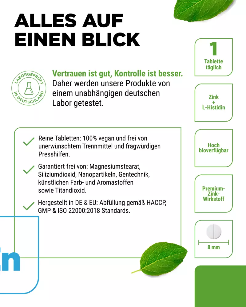 Vit4ever Complesso di zinco 25 mg – 400 compresse – Reinheit & Eigenschaften