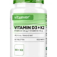 Vit4ever Vitamin D3 5000 I.E. + K2 – 365 Tabletten – Vorderseite