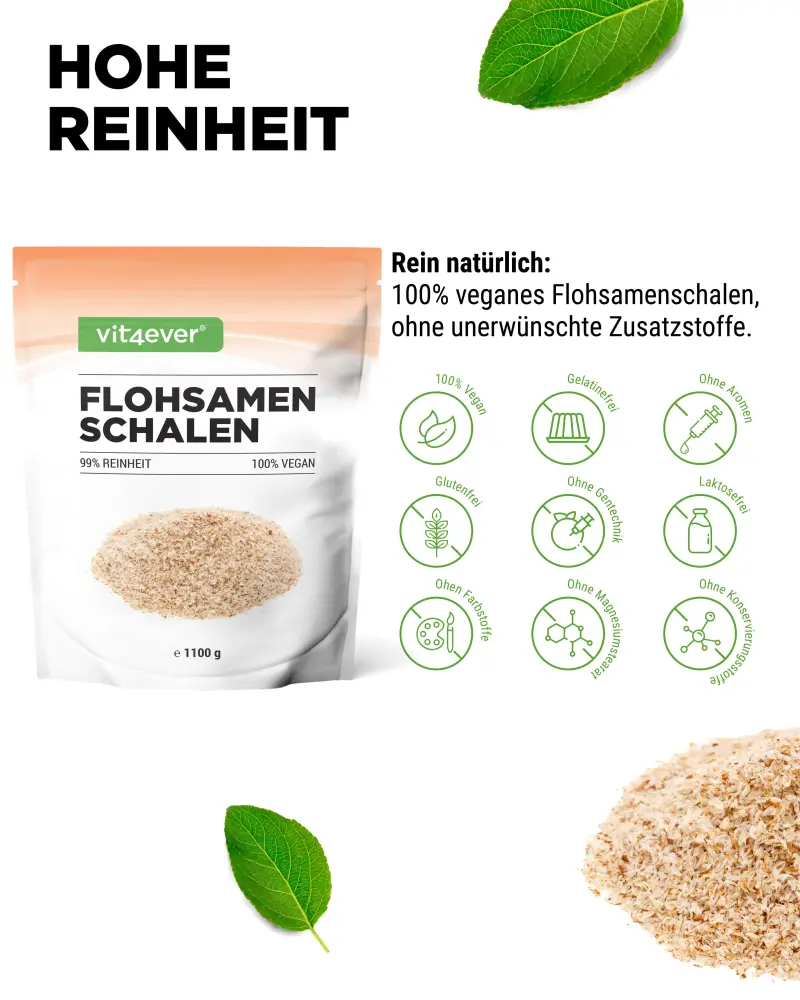 Vit4ever Psylliumschillen – 1000 g – Internationales Etikett