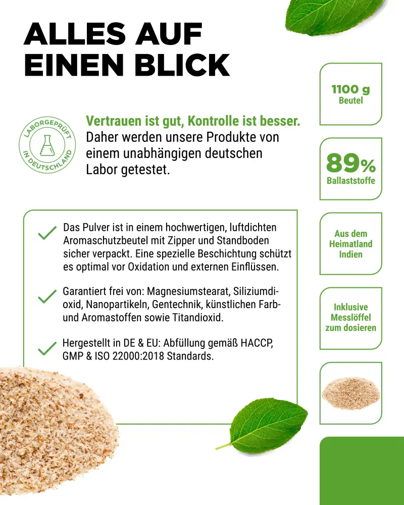 Vit4ever Psylliumschillen – 1000 g – Reinheit & Eigenschaften