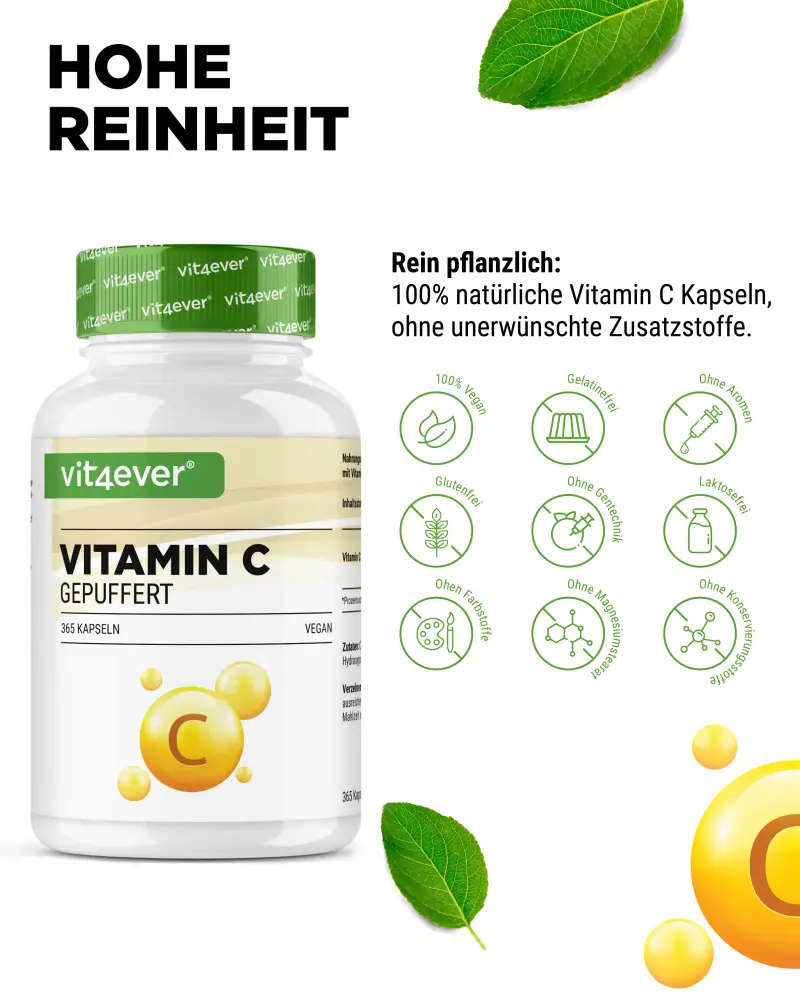 Vit4ever Vitamina C tamponada – 365 cápsulas – Internationales Etikett