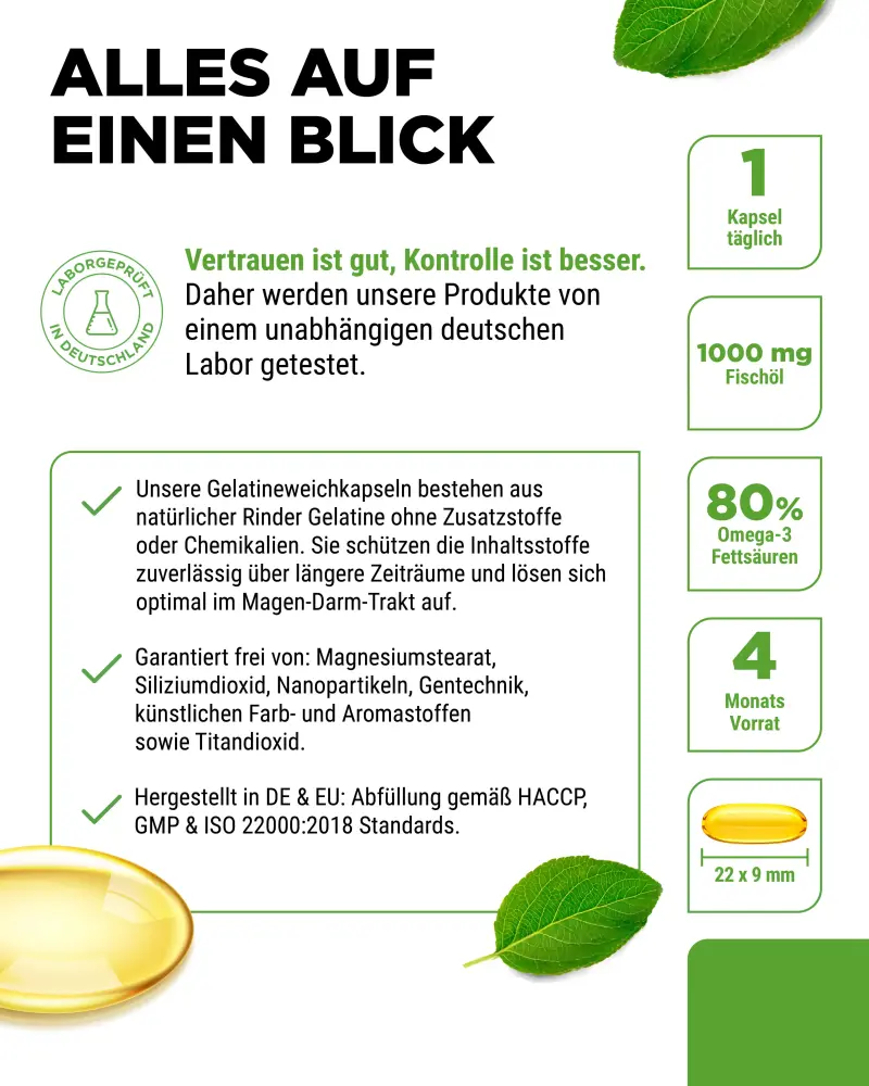 Vit4ever Omega 3 Intenso Fish Oil – 365 capsules – Reinheit & Eigenschaften