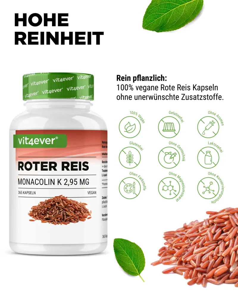 Vit4ever Rode rijstextract – 365 capsules – Internationales Etikett