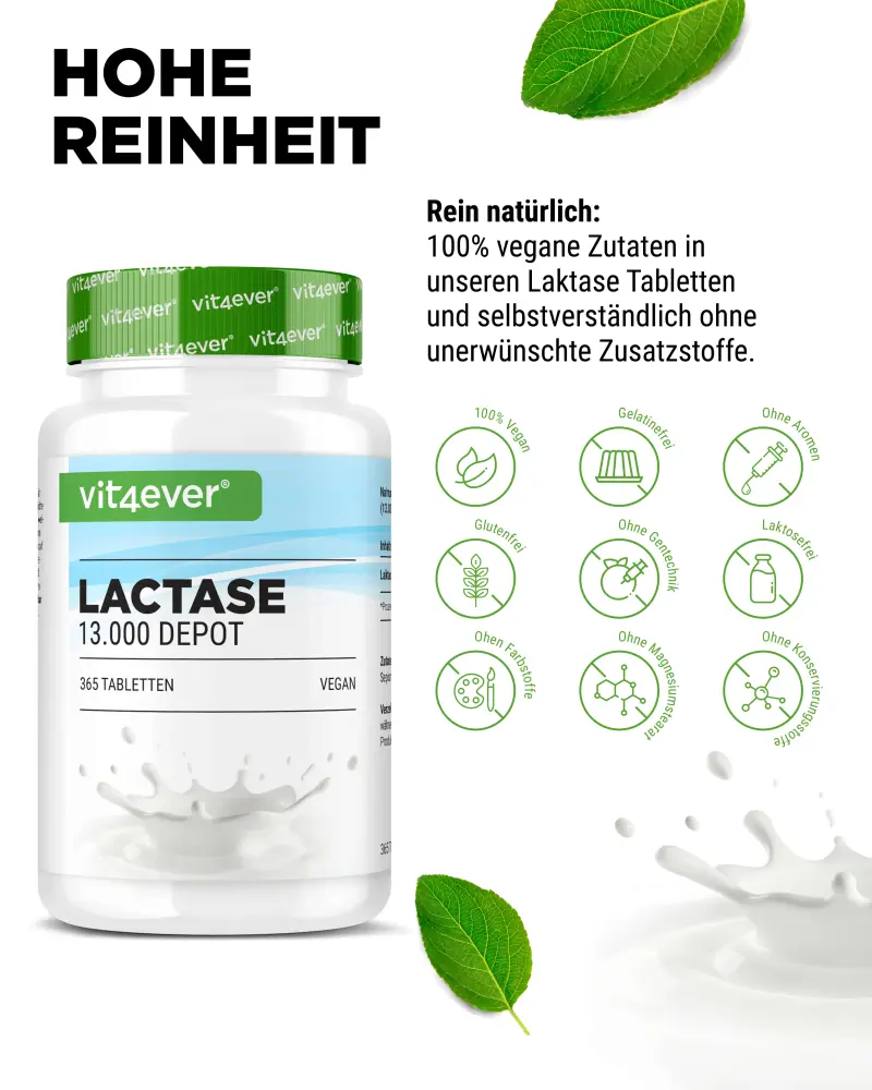 Vit4ever Lactase Depot 13000 – 365 comprimés – Internationales Etikett