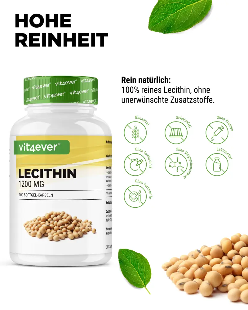 Vit4ever Lécithine – 300 gélules – Internationales Etikett