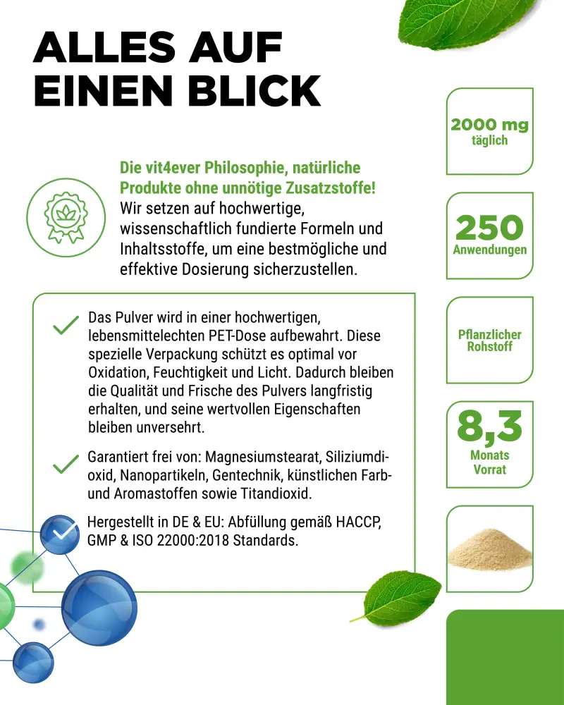 Vit4ever L-lisina HCL in polvere – 500 g – Reinheit & Eigenschaften
