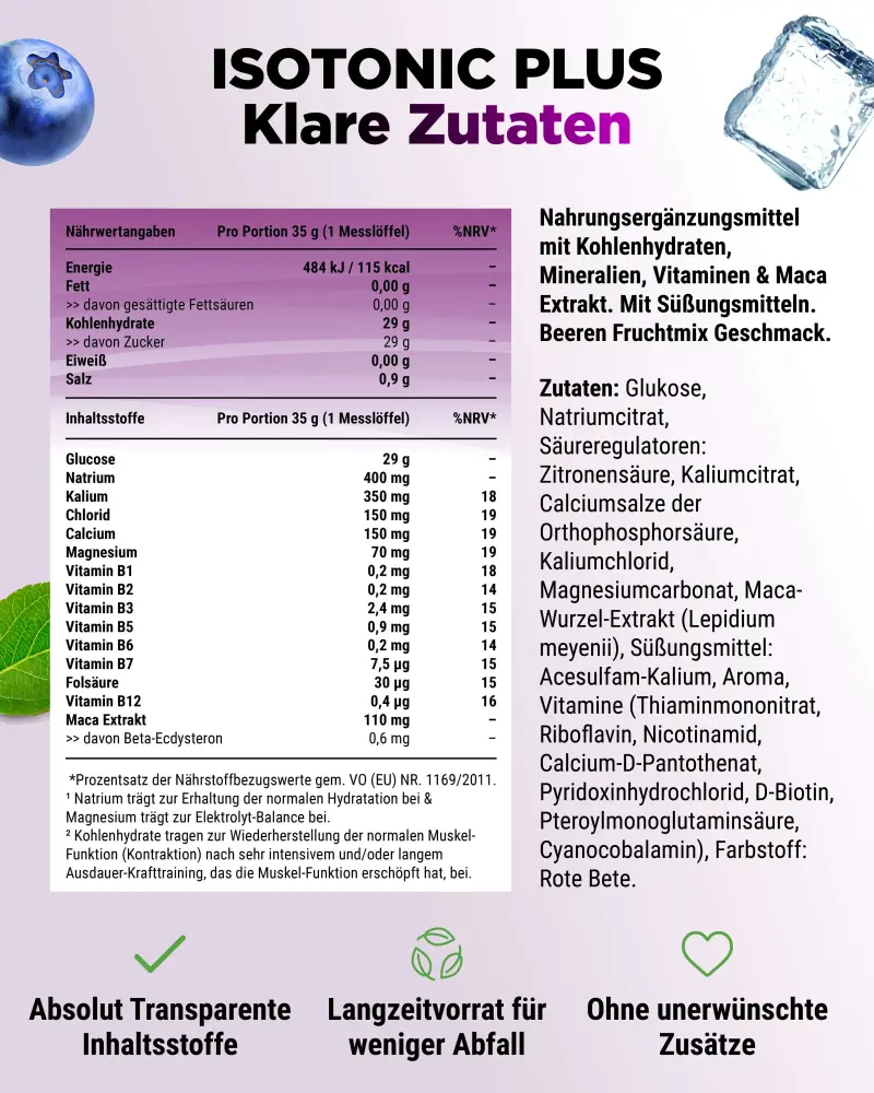Vit4ever Isotonic Plus – 1050 g – – Nährwerte